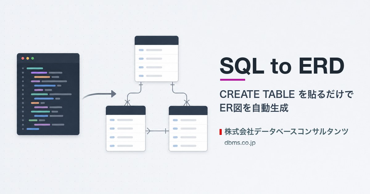 SQL to ERD - CREATE TABLE 文から ER図が生成されるイメージ